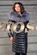 Кожаное пальто с мехом чернобурки 100см